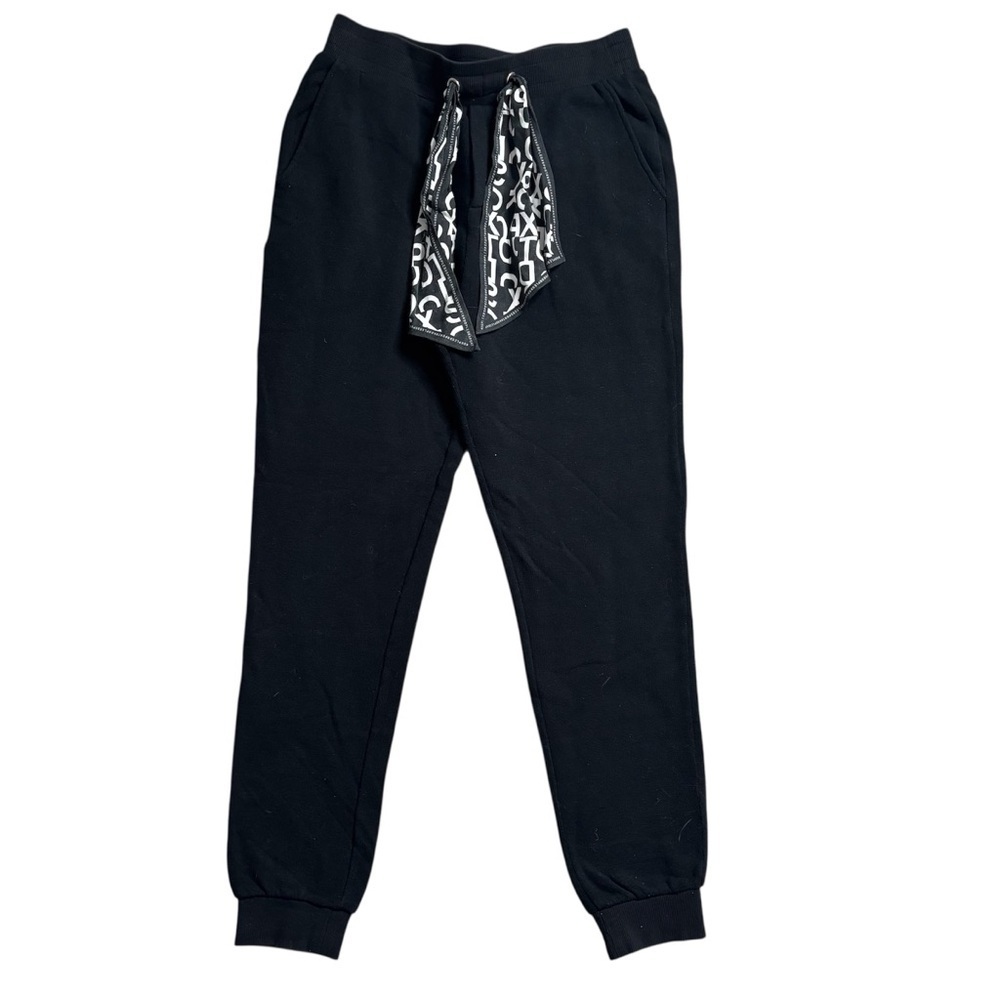 Kooples x Sport Black Jogger Pants Patterned Drawstring Size 0